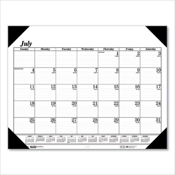 Picture of Recycled Economy Academic Desk Pad Calendar, 22 x 17, White/Black Sheets, Black Binding/Corners,14-Month(July-Aug): 2023-2024