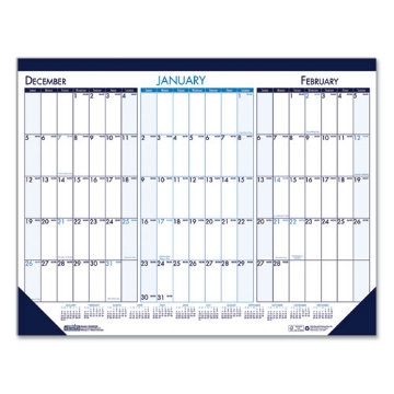 Picture of Three Month Desk Pad, 22 x 17, White/Blue/Teal Sheets, Blue Binding, Blue Corners, 14-Month (Dec to Jan): 2023 to 2025