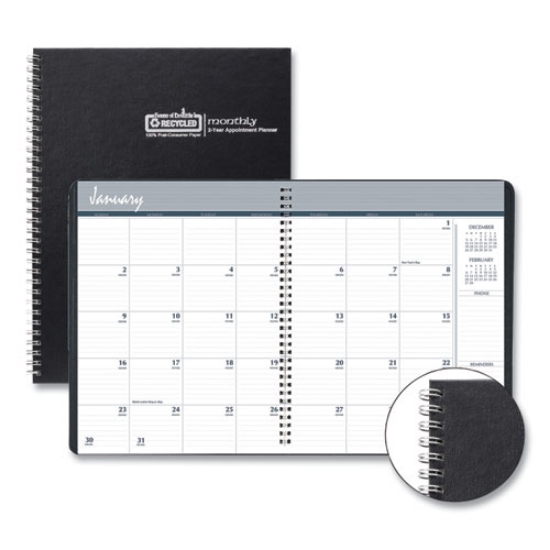 Picture of Monthly Hard Cover Planner, 11 x 8.5, Black Cover, 24-Month (Jan to Dec): 2024 to 2025