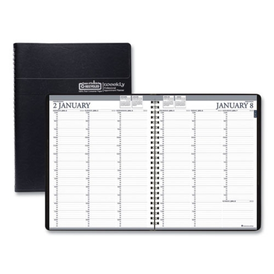 Picture of Recycled Professional Weekly Planner, 15-Minute Appts, 11 x 8.5, Black Wirebound Soft Cover, 12-Month (Jan to Dec): 2024