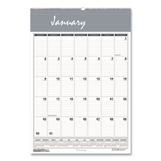 Picture of Bar Harbor Recycled Wirebound Monthly Wall Calendar, 8.5 x 11, White/Blue/Gray Sheets, 12-Month (Jan-Dec): 2024