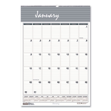 Picture of Bar Harbor Recycled Wirebound Monthly Wall Calendar, 15.5 x 22, White/Blue/Gray Sheets, 12-Month (Jan-Dec): 2024
