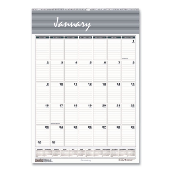 Picture of Bar Harbor Recycled Wirebound Monthly Wall Calendar, 22 x 31.25, White/Blue/Gray Sheets, 12-Month (Jan-Dec): 2024