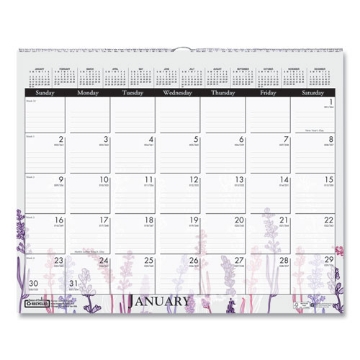 Picture of Recycled Wild Flower Wall Calendar, Wild Flowers Artwork, 15 x 12, White/Multicolor Sheets, 12-Month (Jan to Dec): 2024