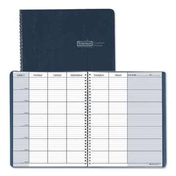 Picture of Recycled Teacher's Planner, Weekly, Two-Page Spread (seven Classes), 11 X 8.5, Blue Cover