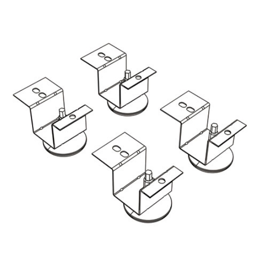 Picture of Brigade Pedestal Adjustable Glides, Rigid Mount Plate, 2" x 2" Glide, Black, 4/Set