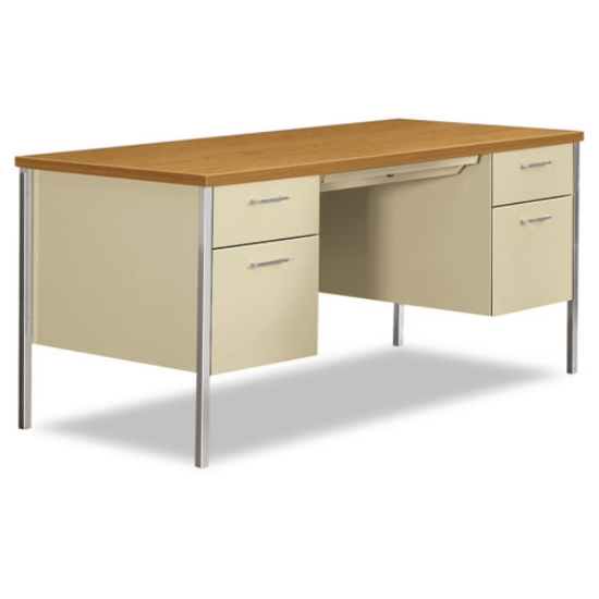 Picture of 34000 Series Double Pedestal Desk, 60" X 30" X 29.5", Harvest/putty