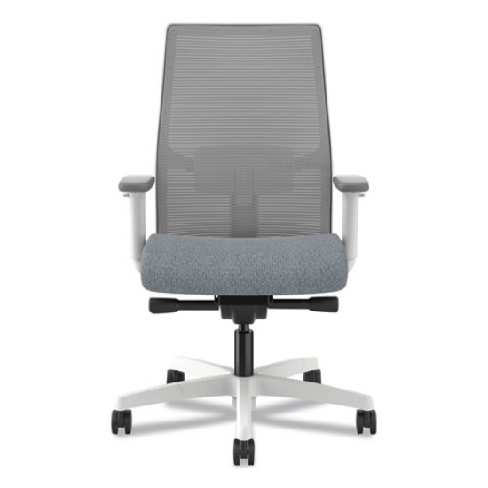 Picture of Ignition 2.0 4-Way Stretch Mid-Back Mesh Task Chair, 17" to 21" Seat Height, Basalt Seat, Fog Back, Designer White Base