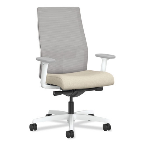 Picture of Ignition 2.0 4-Way Stretch Mid-Back Task Chair, White Adjustable Lumbar Support, Biscotti/Fog/White, Ships in 7-10 Bus Days