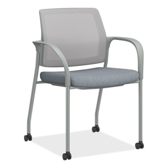 Picture of Ignition Series Mesh Back Mobile Stacking Chair, 25 x 21.75 x 33.5, Basalt/Fog, Textured Silver Base, Ships in 7-10 Bus Days