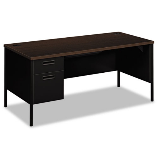 Picture of Metro Classic Series Left Pedestal "l" Workstation Desk, 66" X 30" X 29.5", Mocha/black