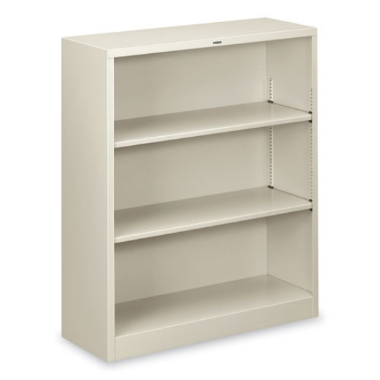 Picture of Metal Bookcase, Three-Shelf, 34.5w x 12.63d x 41h, Light Gray