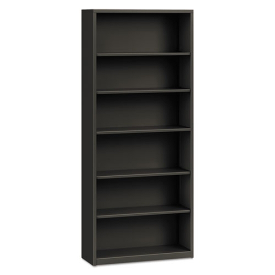 Picture of Metal Bookcase, Six-Shelf, 34.5w x 12.63d x 81.13h, Charcoal