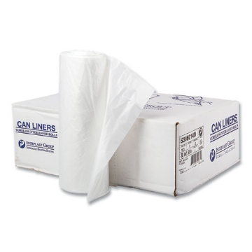 Picture of High-Density Commercial Can Liners, 60 gal, 14 mic, 38" x 60", Clear, 25 Bags/Roll, 8 Interleaved Rolls/Carton