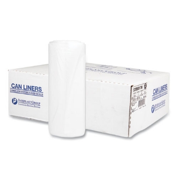 Picture of High-Density Commercial Can Liners, 60 gal, 17 mic, 38" x 60", Clear, 25 Bags/Roll, 8 Interleaved Rolls/Carton