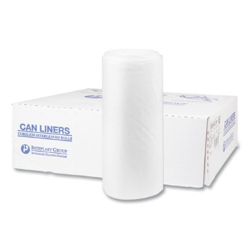 Picture of High-Density Commercial Can Liners, 60 gal, 22 mic, 38" x 60", Clear, 25 Bags/Roll, 6 Interleaved Rolls/Carton