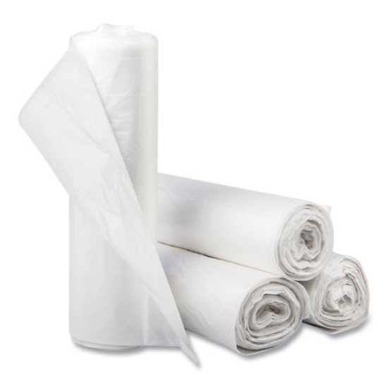 Picture of High-Density Commercial Can Liners, 60 gal, 16 mic, 43" x 48", Natural, 25 Bags/Roll, 8 Interleaved Rolls/Carton