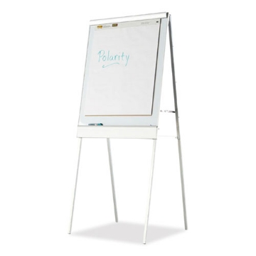 Picture of Polarity Height Adjustable Dry Erase Flipchart Easel, 30 x 20-31 x 50-74 Easel, 30 x 38 Board, White Surface, Silver Frame