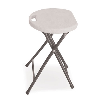 Picture of Rough n Ready Folding Stool, Backless, Supports Up to 300 lb, 26" Seat Height, White Seat, Charcoal Base, 4/Carton