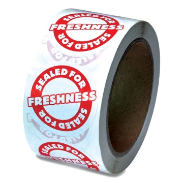 Picture of Tamper Seal Label, 2" Dia, Red/white, 500/roll, 4 Rolls/carton