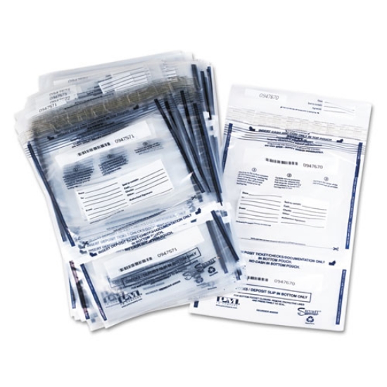 Picture of Clear Dual Deposit Bags, Tamper Evident, Plastic, 11 X 15, Clear, 100/pack