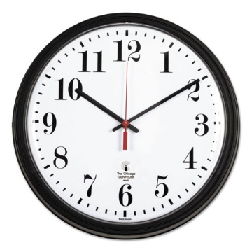 Picture of Black Quartz Contract Clock, 13.75" Overall Diameter, Black Case, 1 Aa (sold Separately)