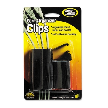Picture of Self-Adhesive Wire Clips, Black, 6/pack