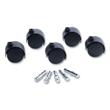 Picture of Deluxe Duet Casters, Grip Ring Type B and Type K Stems, 2" Hard Nylon Wheel, Matte Black, 5/Set