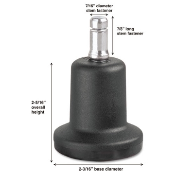 Picture of High Profile Bell Glides, Grip Ring Type B Stem, 2.19" x 2.31" Glide, Matte Black, 5/Set