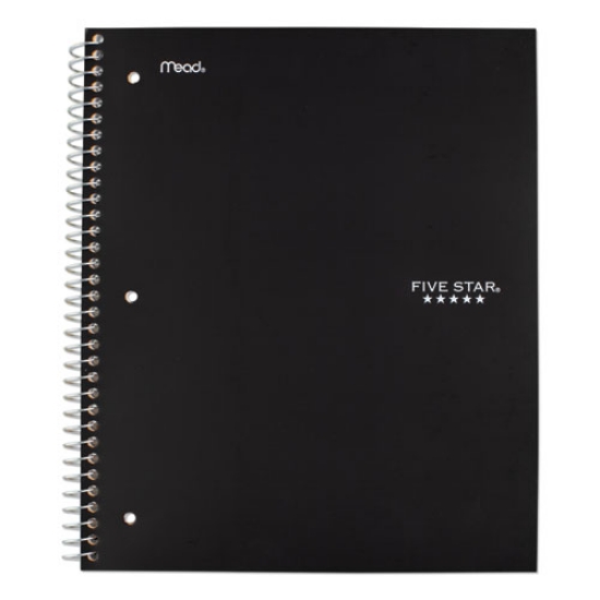 Picture of Wirebound Notebook with Two Pockets, 1-Subject, Medium/College Rule, Black Cover, (100) 11 x 8.5 Sheets