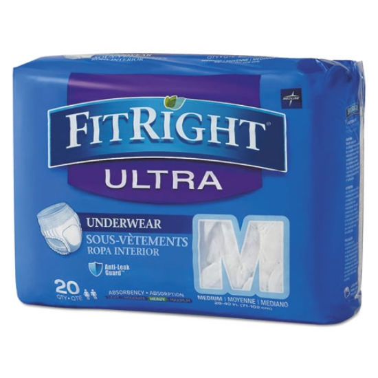 Picture of Fitright Ultra Protective Underwear, Medium, 28" To 40" Waist, 20/pack