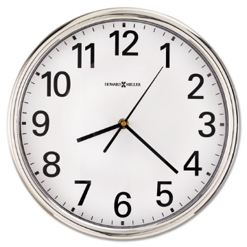 Picture of Hamilton Wall Clock, 12" Overall Diameter, Silver Case, 1 Aa (sold Separately)