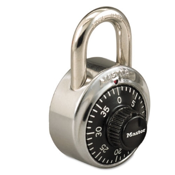 Picture of Combination Stainless Steel Padlock, 1.87" Wide, Black/Silver