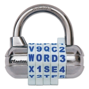 Picture of Password Plus Combination Lock, Hardened Steel Shackle, 2.5" Wide, Chrome/Assorted