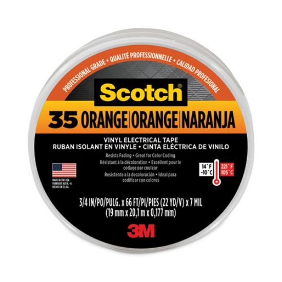 Picture of Scotch 35 Vinyl Electrical Color Coding Tape, 3" Core, 0.75" X 66 Ft, Orange
