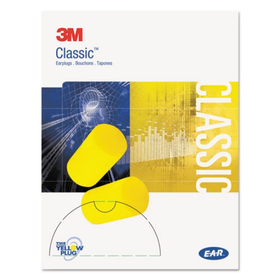 Picture of E-A-R CLASSIC SMALL EARPLUGS IN PILLOW PAKS, CORDLESS, PVC FOAM, YELLOW, 200 PAIRS/BOX