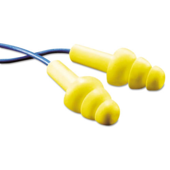 Picture of E-A-R UltraFit Metal-Detectable Reusable Earplugs, Corded, 25dB NRR, Blue/Yellow, 100 Pairs
