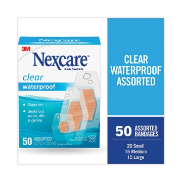 Picture of Waterproof, Clear Bandages, Assorted Sizes, 50/box