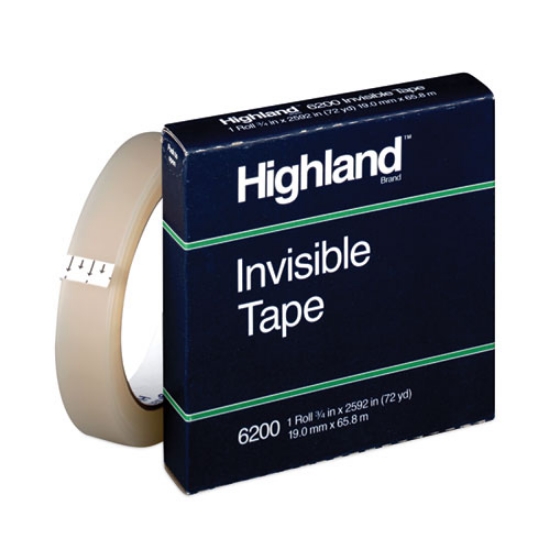 Picture of Invisible Permanent Mending Tape, 3" Core, 0.75" X 72 Yds, Clear