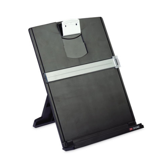 Picture of Fold-Flat Freestanding Desktop Copyholder, 150 Sheet Capacity, Plastic, Black/silver Clip