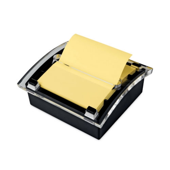 Picture of Clear Top Pop-up Note Dispenser, For 3 x 3 Pads, Black, Includes 50-Sheet Pad of Canary Yellow Pop-up Pad