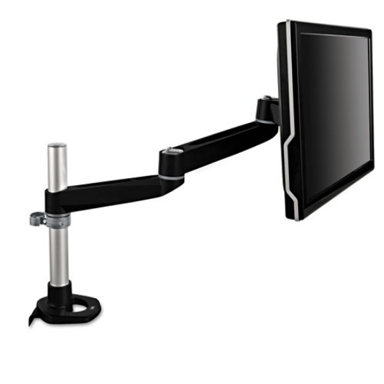 Picture of Dual Monitor Swivel Arm, 360 Degree Rotation, +15 Degree/-90 Degree Tilt, 180 Degree Pan, Black/gray, Supports 30 Lb