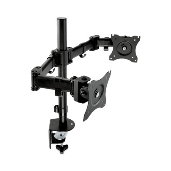 Picture of Dual Monitor Mount, For 27" Monitors, 360 Degree Rotation, +45 Degree/-45 Degree Tilt, 90 Degree Pan, Black, Supports 20 Lb
