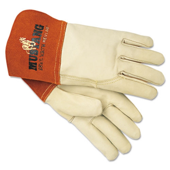 Picture of Mustang Mig/tig Leather Welding Gloves, White/russet, Large, 12 Pairs