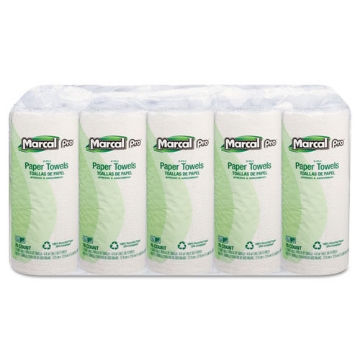 Picture of 100% Premium Recycled Perforated Kitchen Roll Towels, 2-Ply, 11 x 9, White, 70/Roll, 15 Rolls/Carton