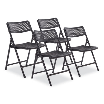 Picture of AirFlex Series Premium Poly Folding Chair, Supports 1000 lb, 17.25" Seat Ht, Black Seat/Back/Base, 4/CT,Ships in 1-3 Bus Days