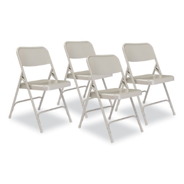 Picture of 200 Series Premium All-Steel Double Hinge Folding Chair, Supports 500 lb, 17.25" Seat Ht, Gray, 4/CT, Ships in 1-3 Bus Days