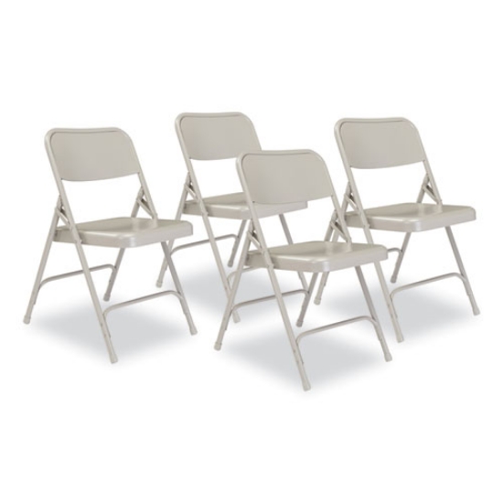 Picture of 200 Series Premium All-Steel Double Hinge Folding Chair, Supports 500 lb, 17.25" Seat Ht, Gray, 4/CT, Ships in 1-3 Bus Days