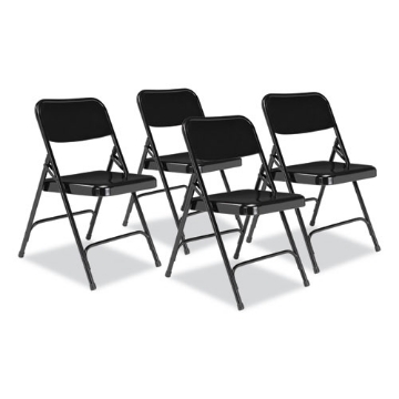 Picture of 200 Series Premium All-Steel Double Hinge Folding Chair, Supports 500 lb, 17.25" Seat Ht, Black, 4/CT, Ships in 1-3 Bus Days