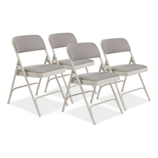 Picture of 2200 Series Fabric Dual-Hinge Premium Folding Chair, Supports 500lb,Greystone Seat/Back,Gray Base,4/CT, Ships in 1-3 Bus Days